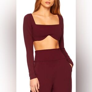 Susana Monaco Reverse Sweetheart Crop Top, Port, sz XL
